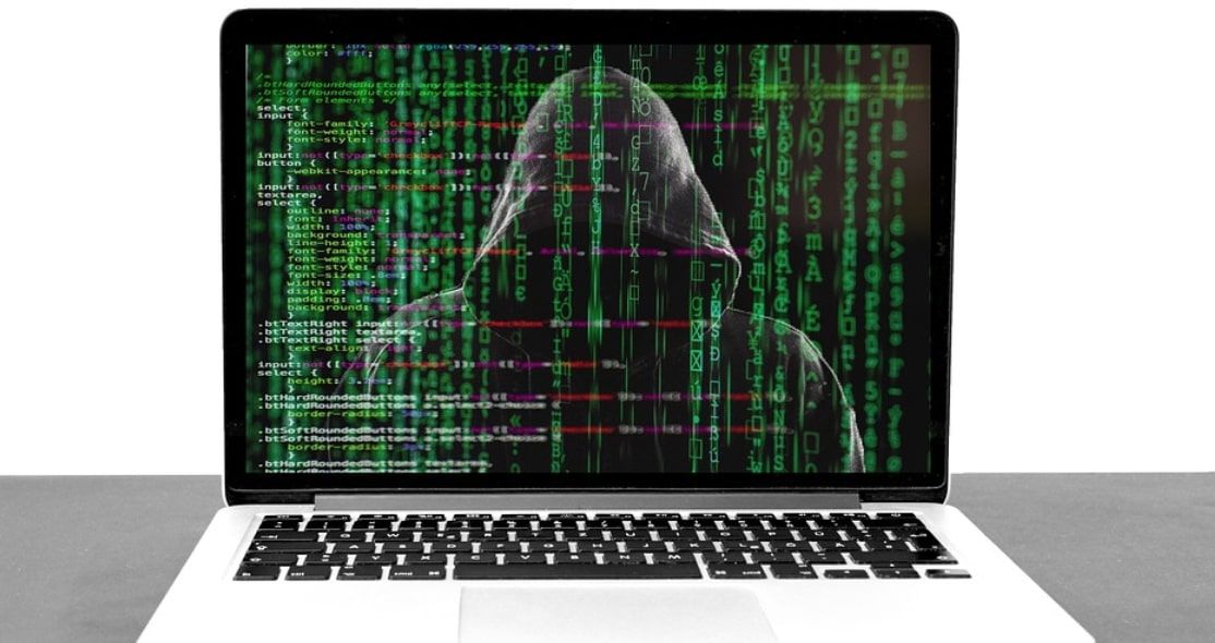 cyber criminal on laptop screen