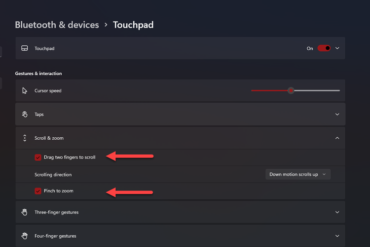 ویژگیهای تاچ پد و نحوه استفاده از آن در ویندوز 11 5 enable disable scroll and zoom 1.png?q=50&fit=crop&w=750&dpr=1