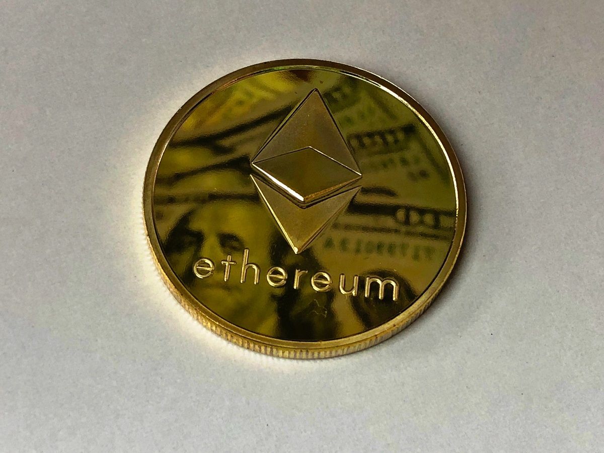 shiny gold ethereum coin