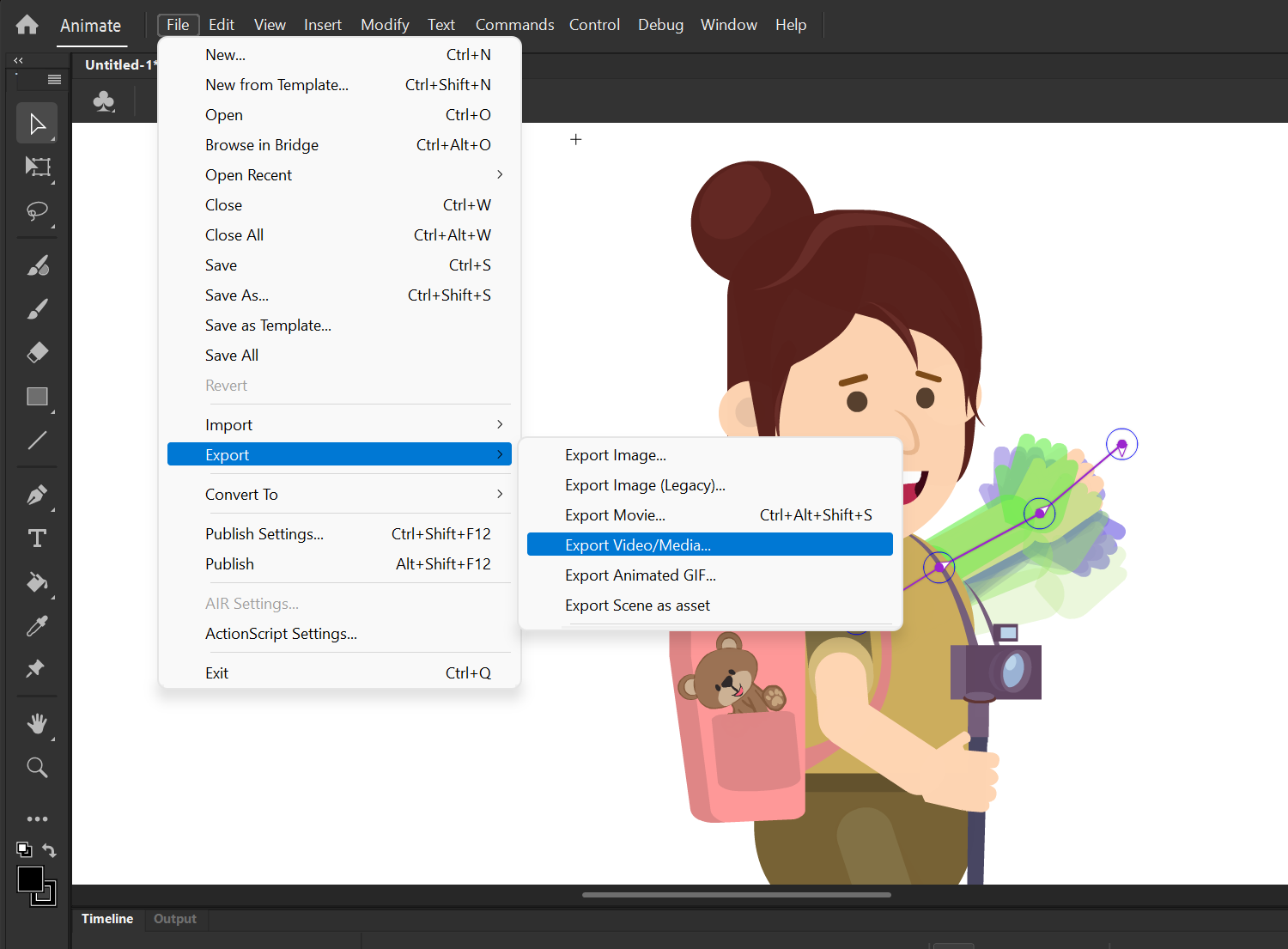 Exporting an animation from Animate CC.