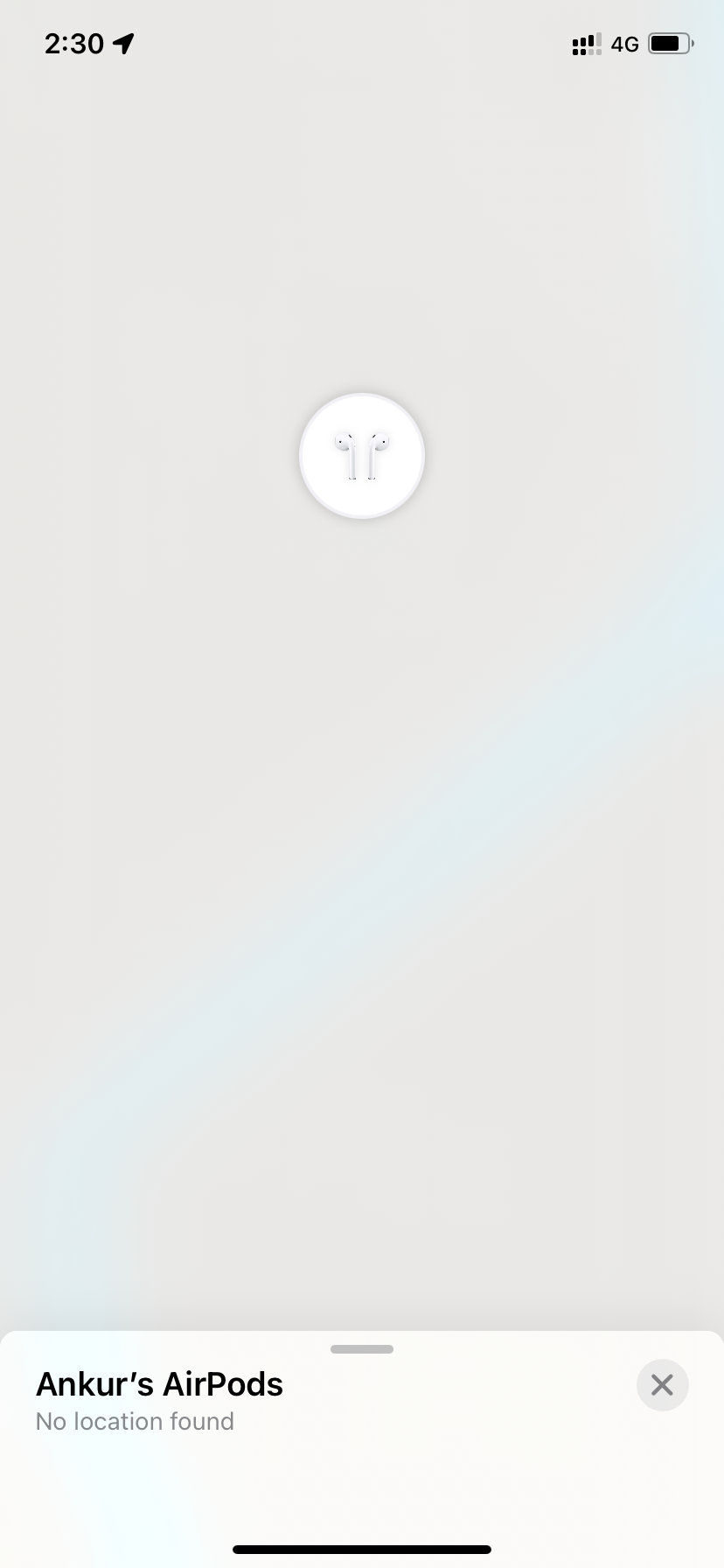 Find My app showing no location for AirPods