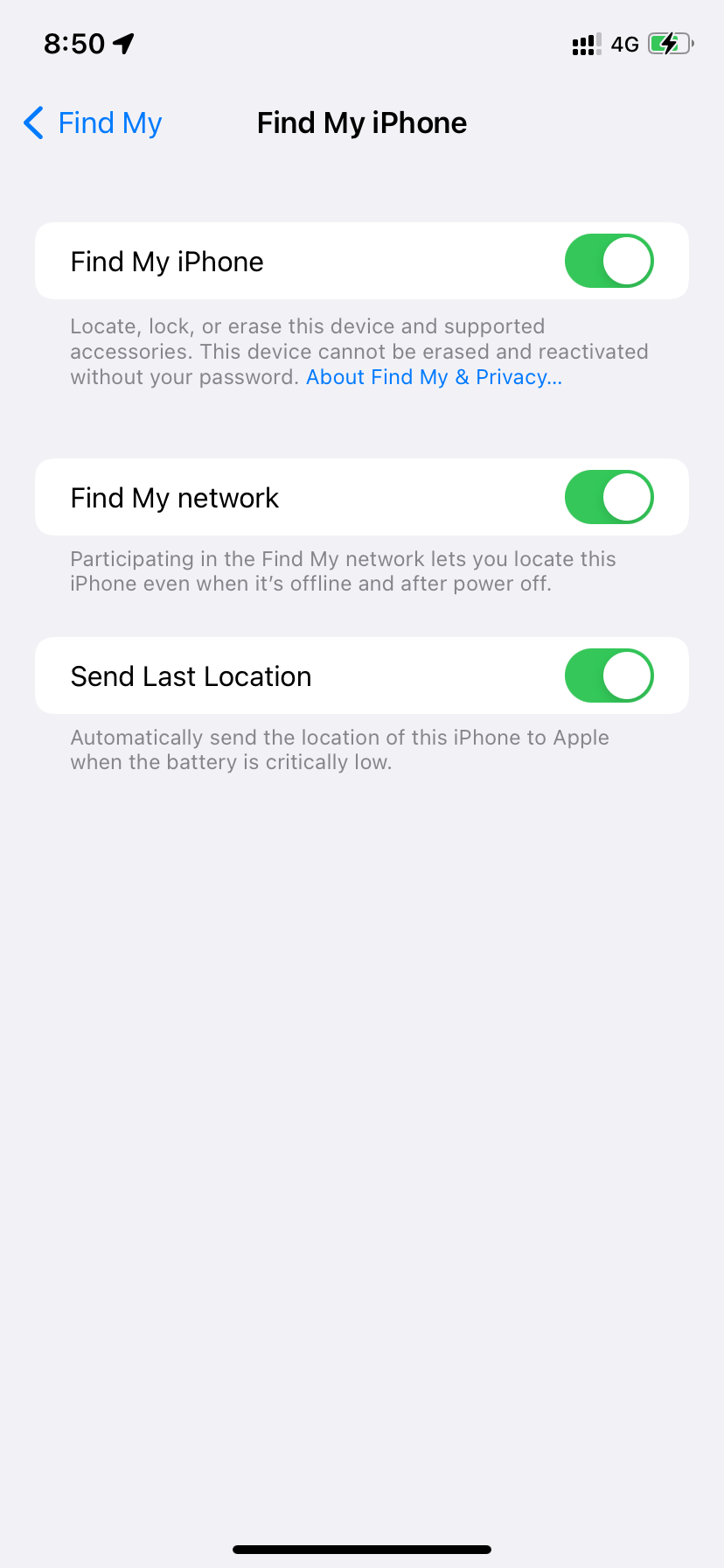 Find My iPhone enabled