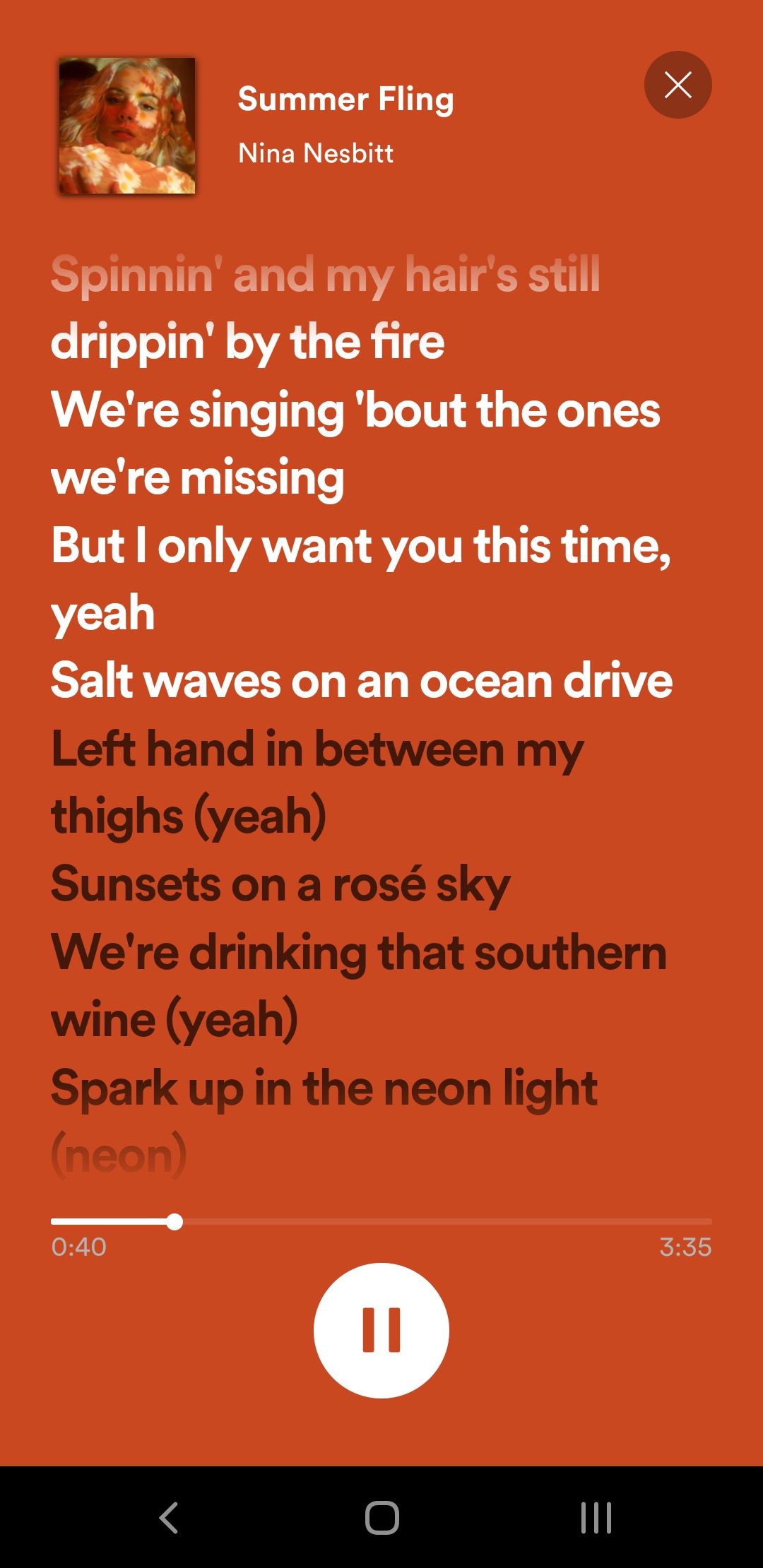 full screen lyrics spotify mobile