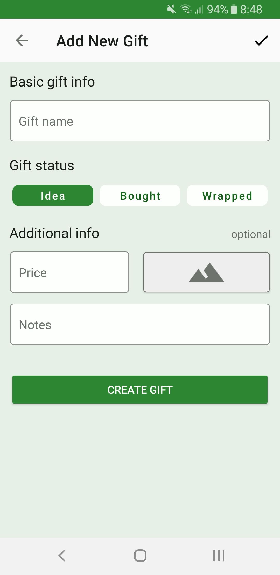 gift tracker add new gift