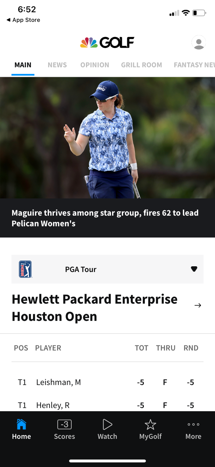 golf channel main page