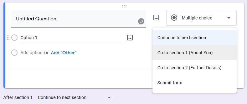 google forms logic branching