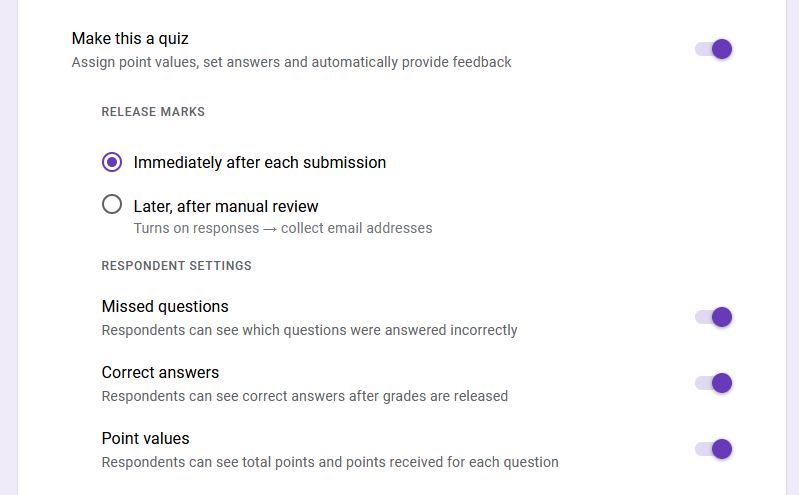 google forms quiz