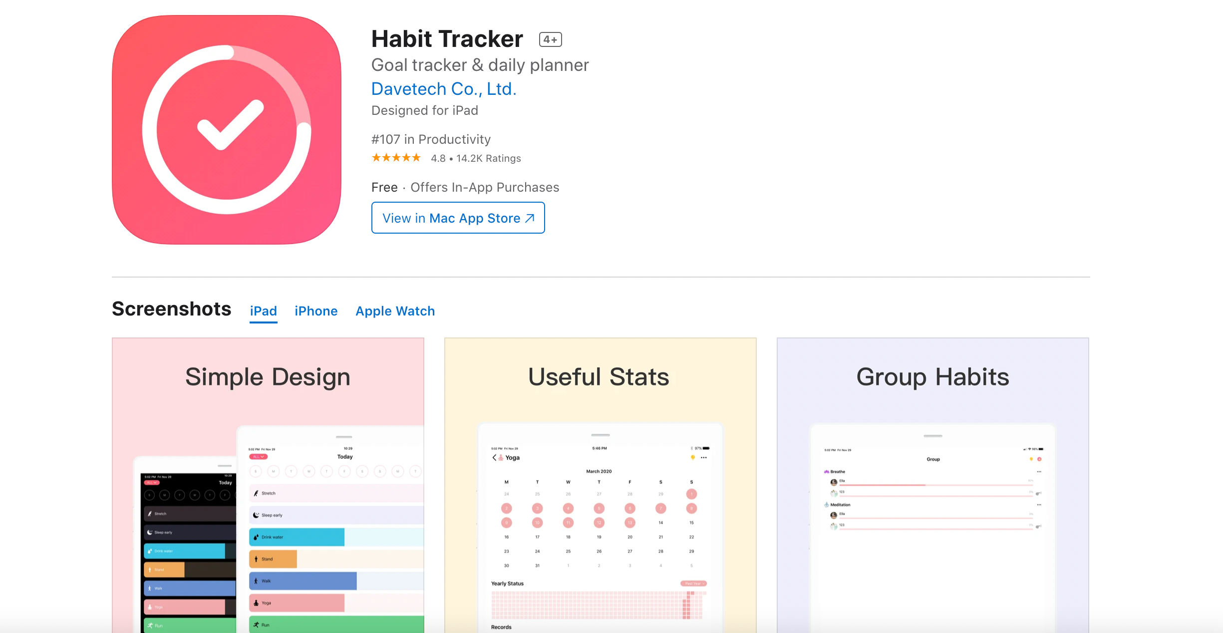 Habit Tracker app for iPad on M1 Mac