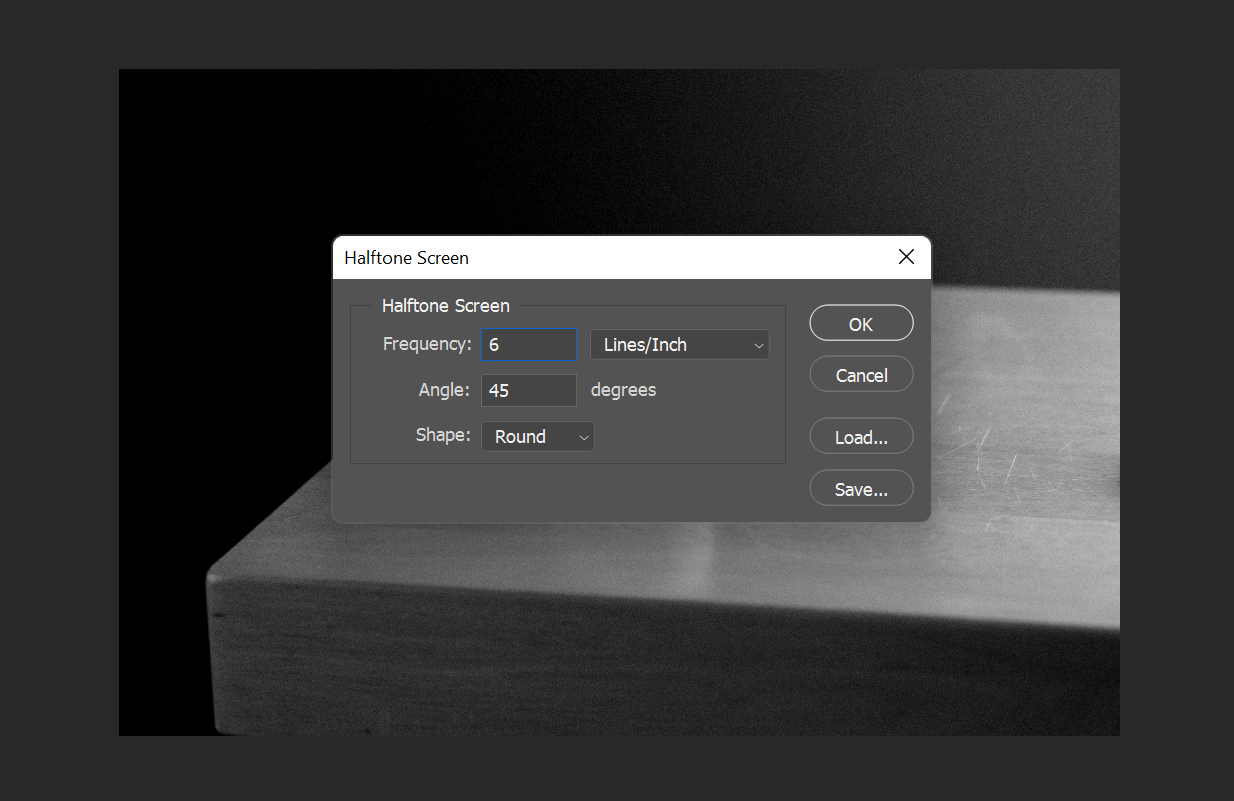 Photoshop's Halftone Screen options.