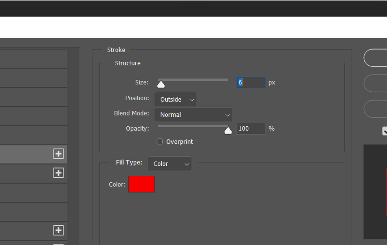 Photoshop's stroke settings.