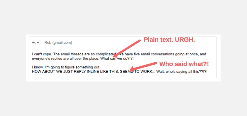 Illustrating the reason to reply inline to email.