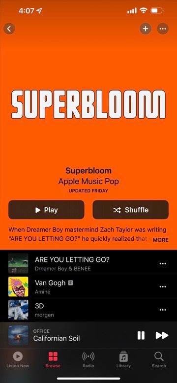 ios music playlist superbloom