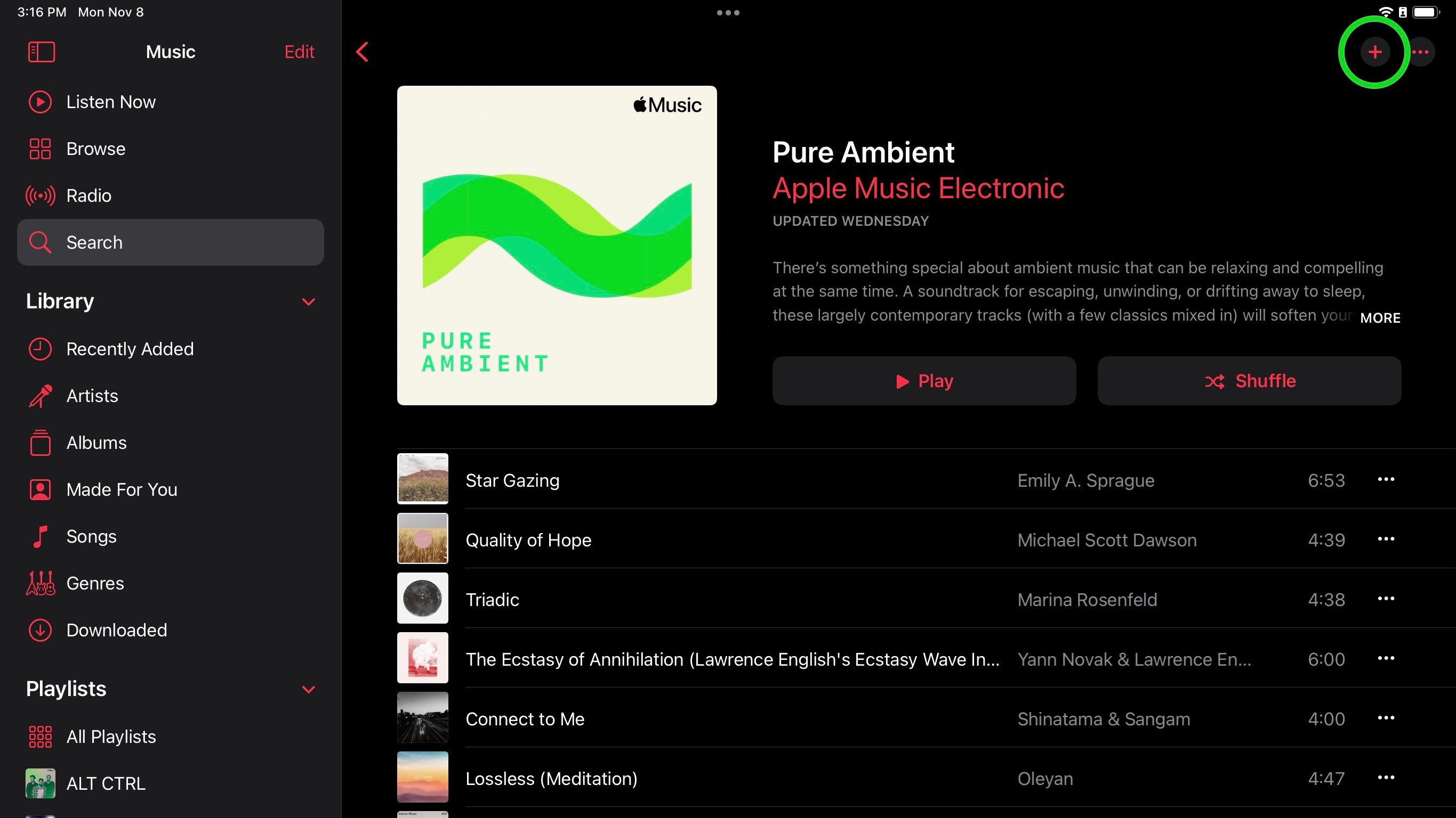 iPadOS subscribe to playlist
