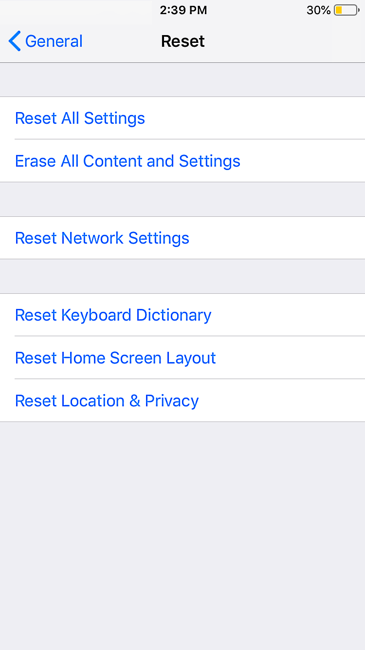 iphone reset network settings screenshot