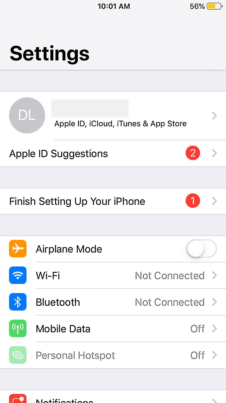 iphone settings app screenshot