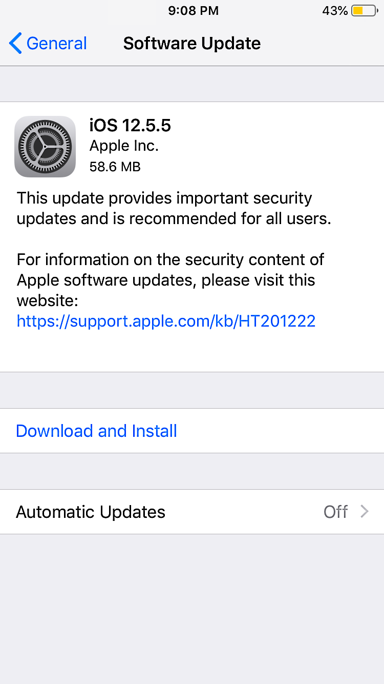 iphone software update available screenshot
