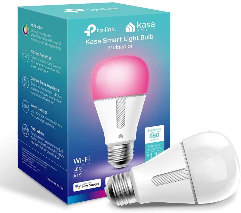  Kasa Smart Bulb, Full Color Changing Dimmable WiFi LED Light Bulb Compatible with Alexa and Google Home