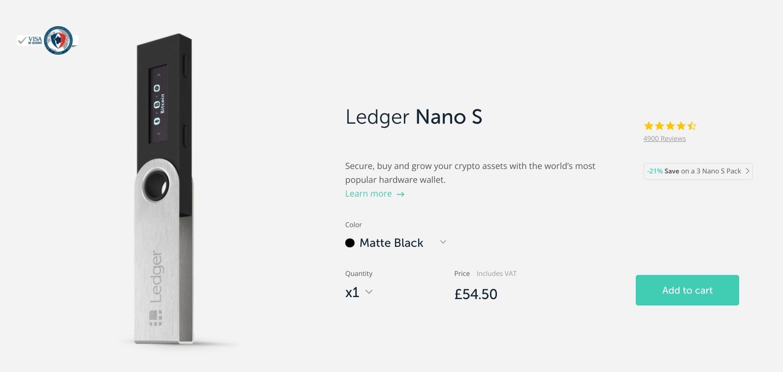 screenshot of ledger nano s wallet