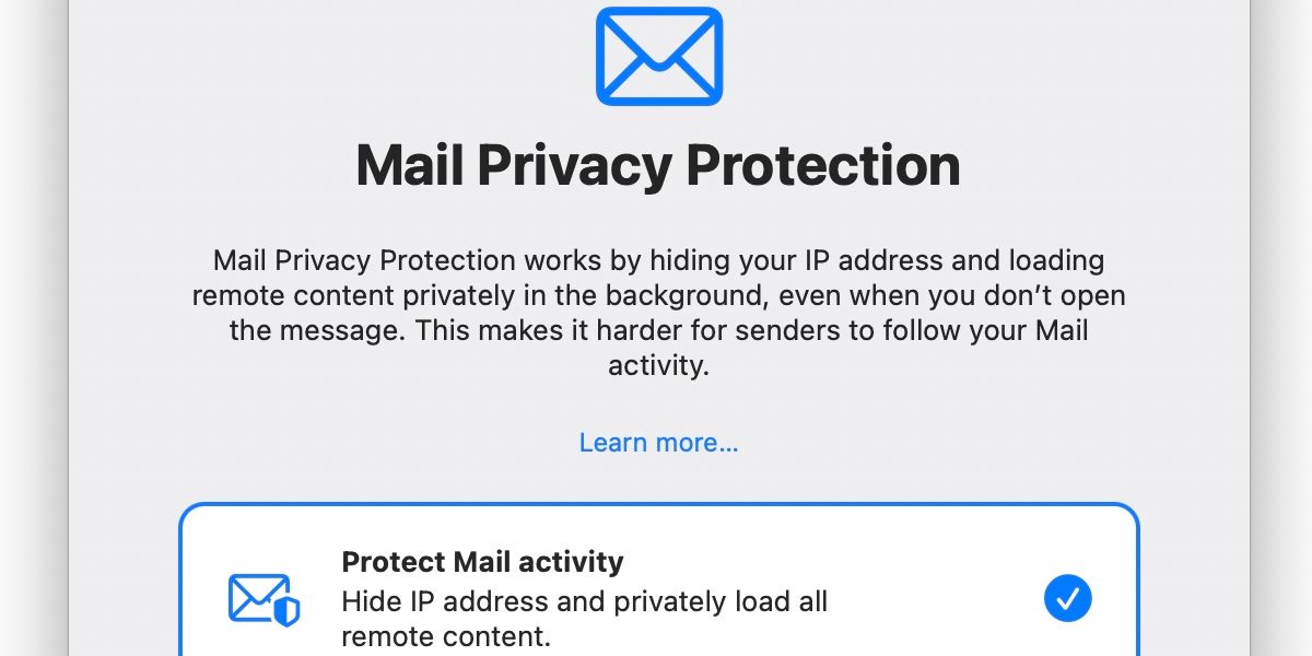 macOS mail privacy protection prompt.
