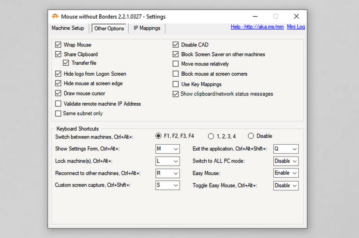 mouse without borders configure settings