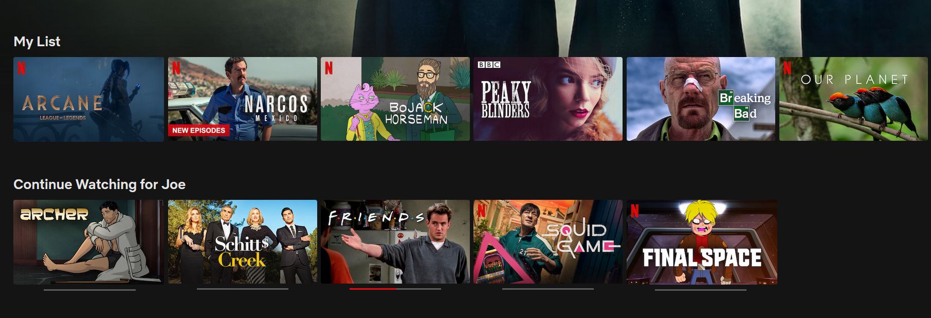 netflix my list and continue watching