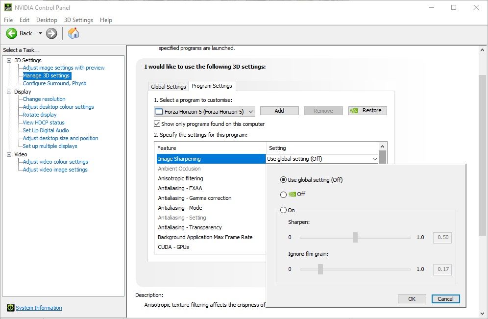 nvidia control panel image scaling option