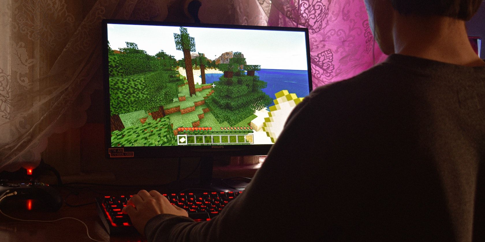 A person playing Minecraft on PC