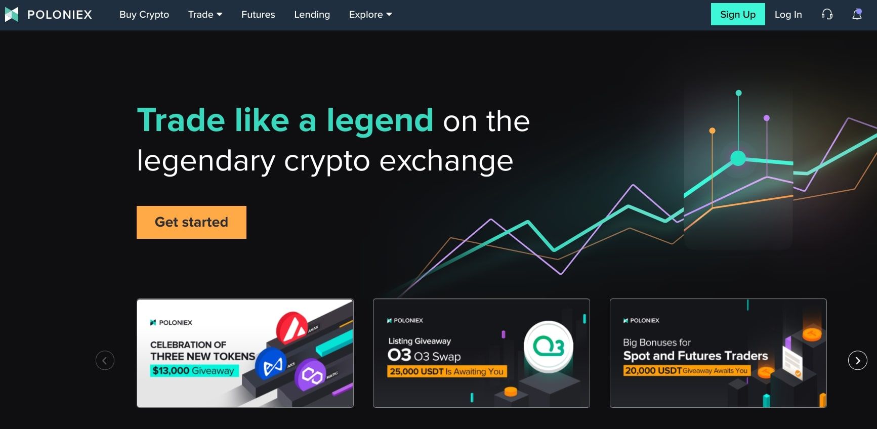 poloniex exchange homepage screenshot
