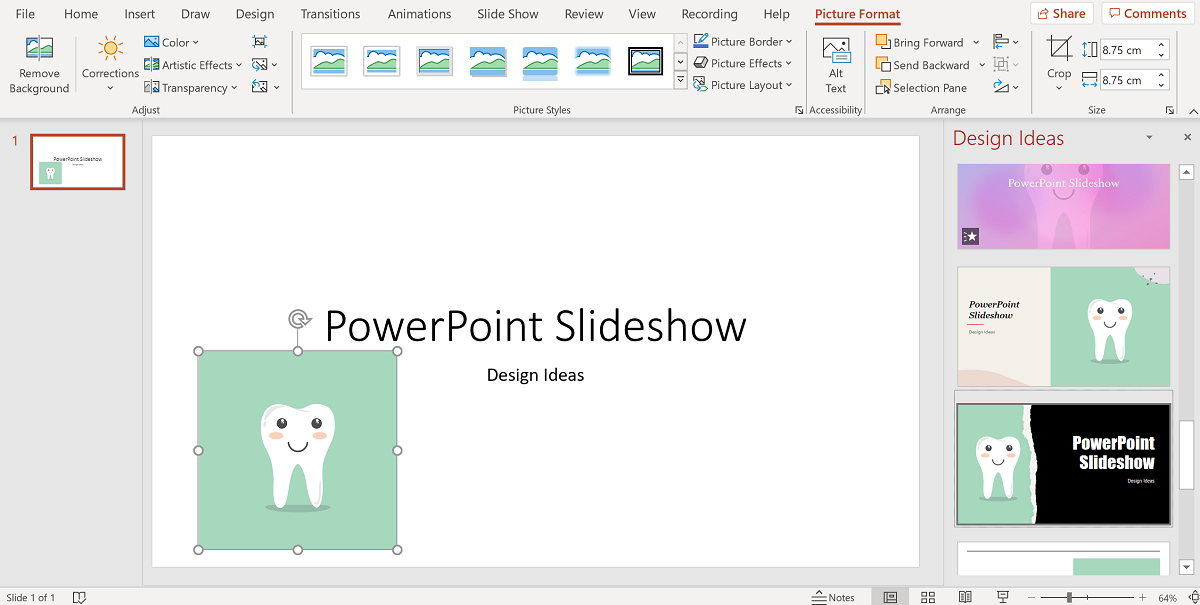 Screenshot of PowerPoint Design Ideas With Image