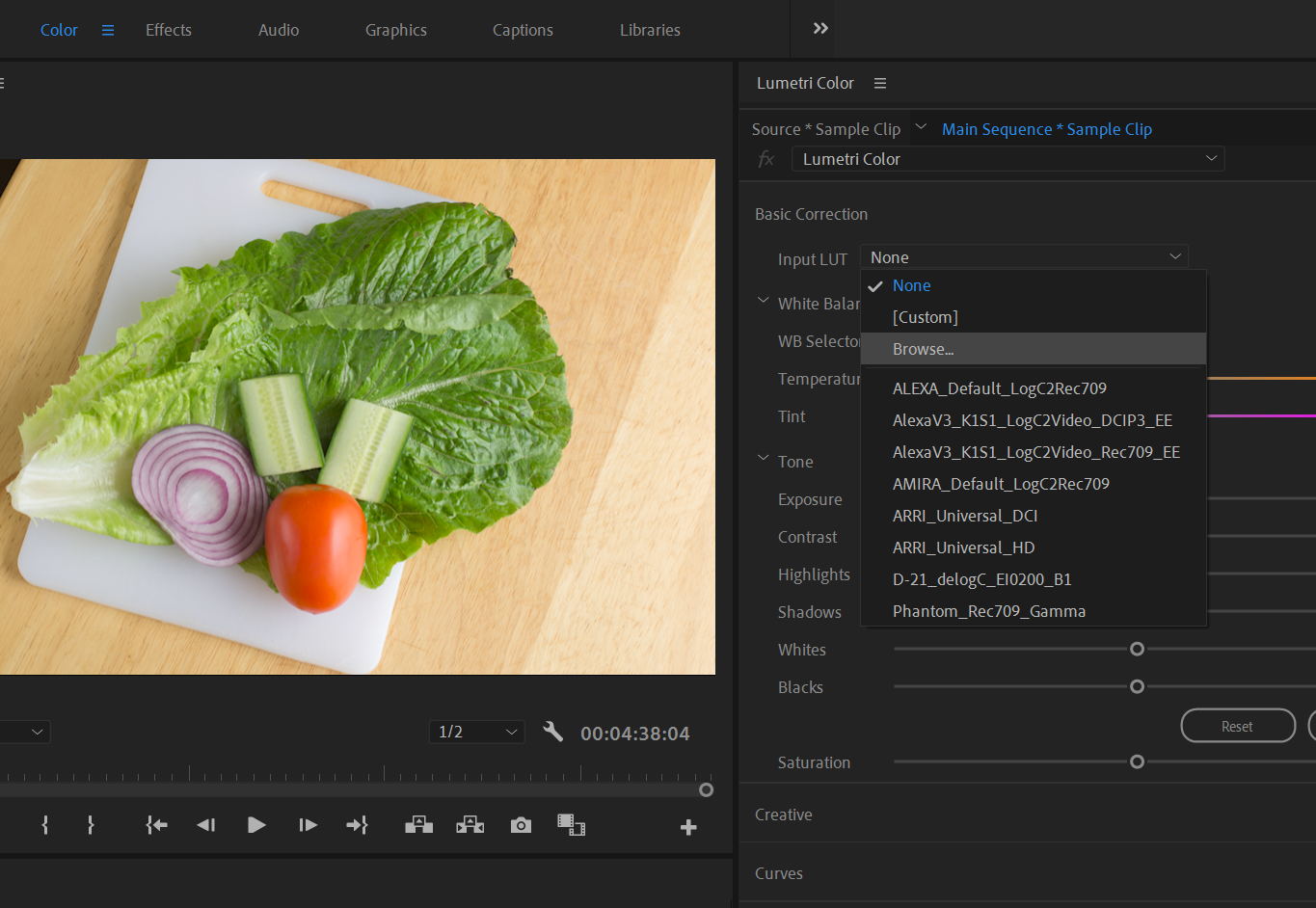 Importing a Lightroom preset into Premiere.