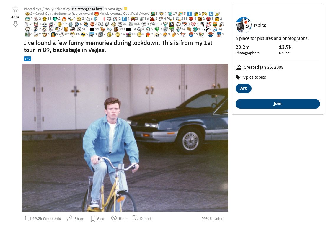 rick astley on a bike