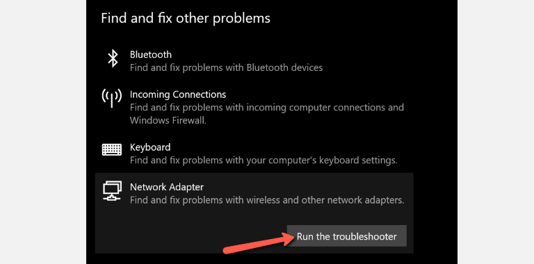 run troubleshooter