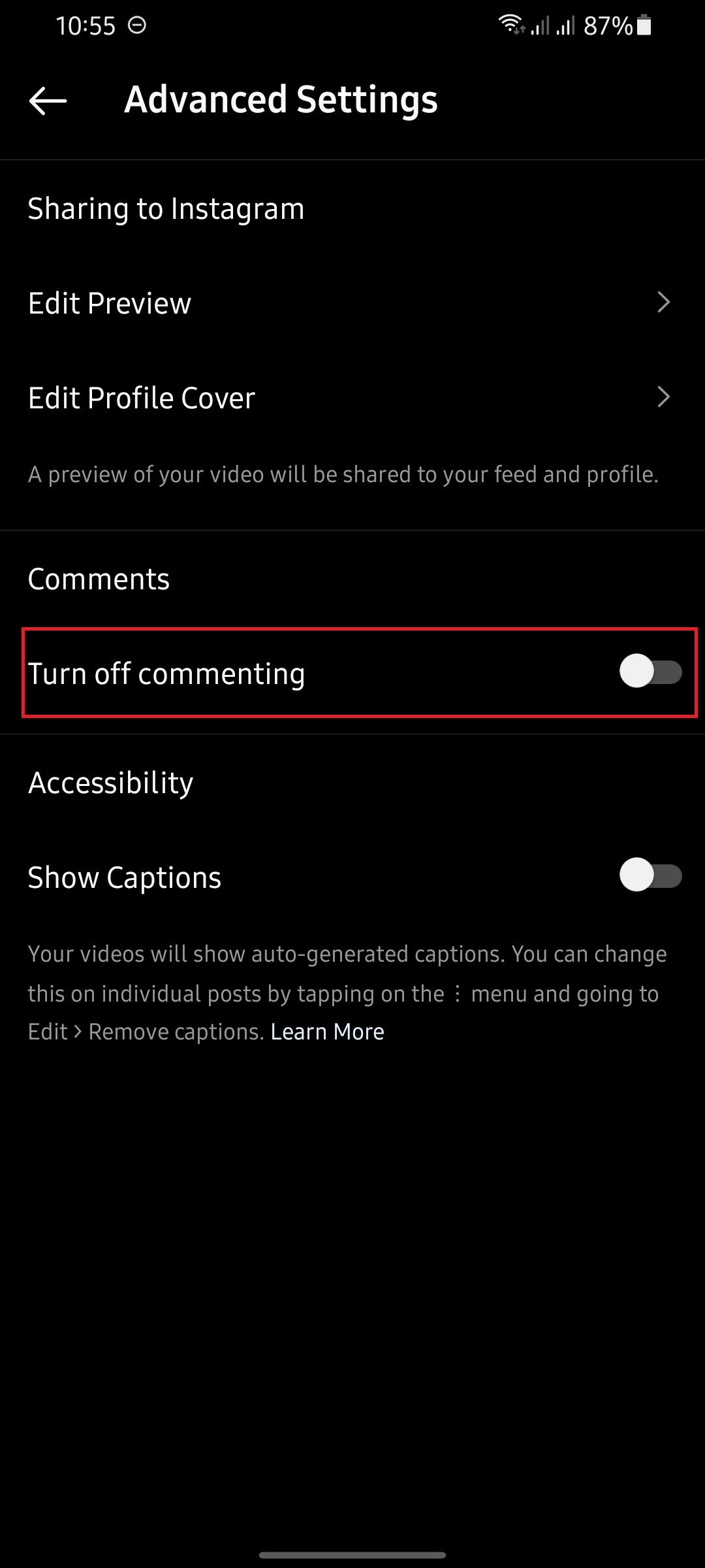 did instagram turn comments off