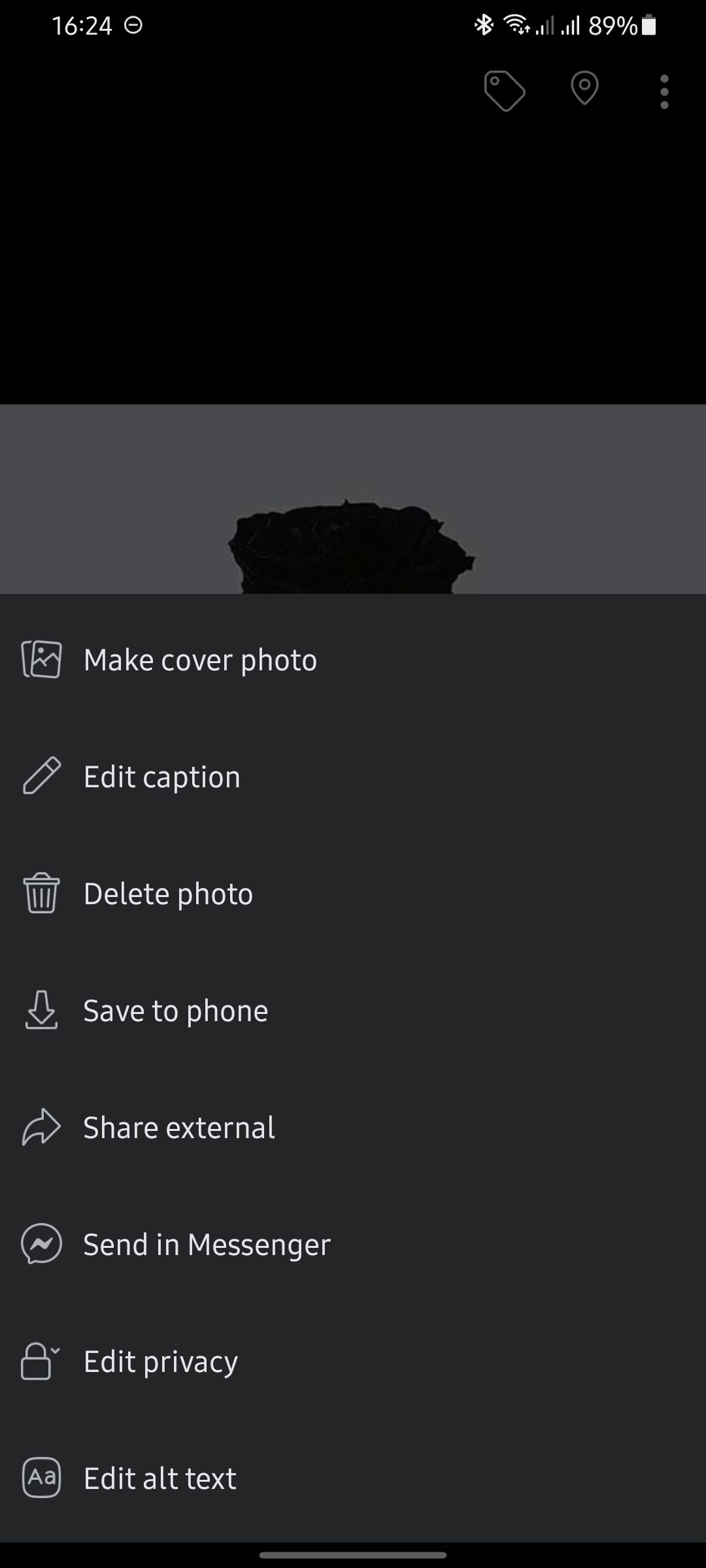 screenshot showing image options on facebook