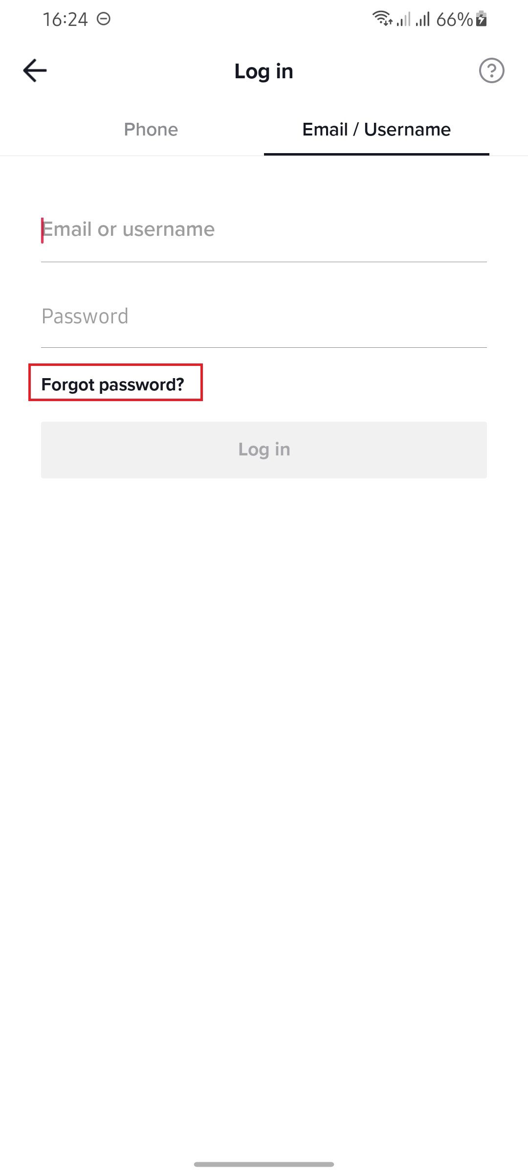 screenshot showing tiktok login page