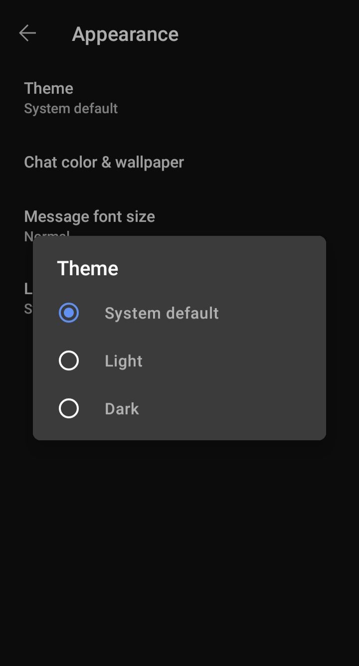 signal app dark theme screenshot