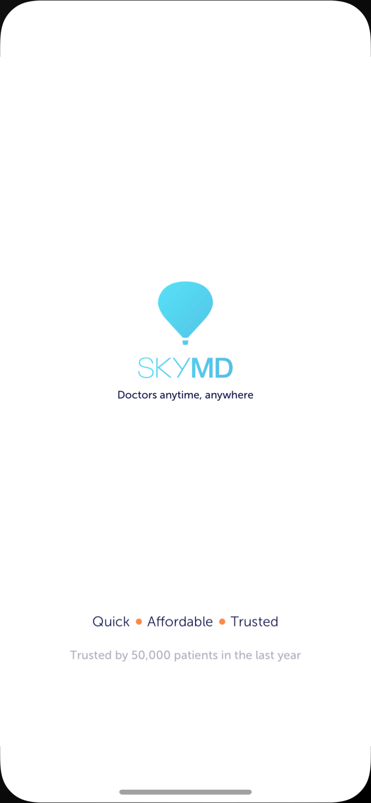 skyMD startup page