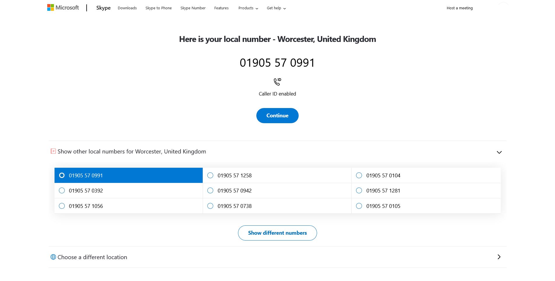 skype choosing your local phone number