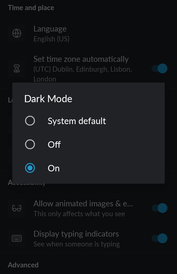 slack app dark mode screenshot
