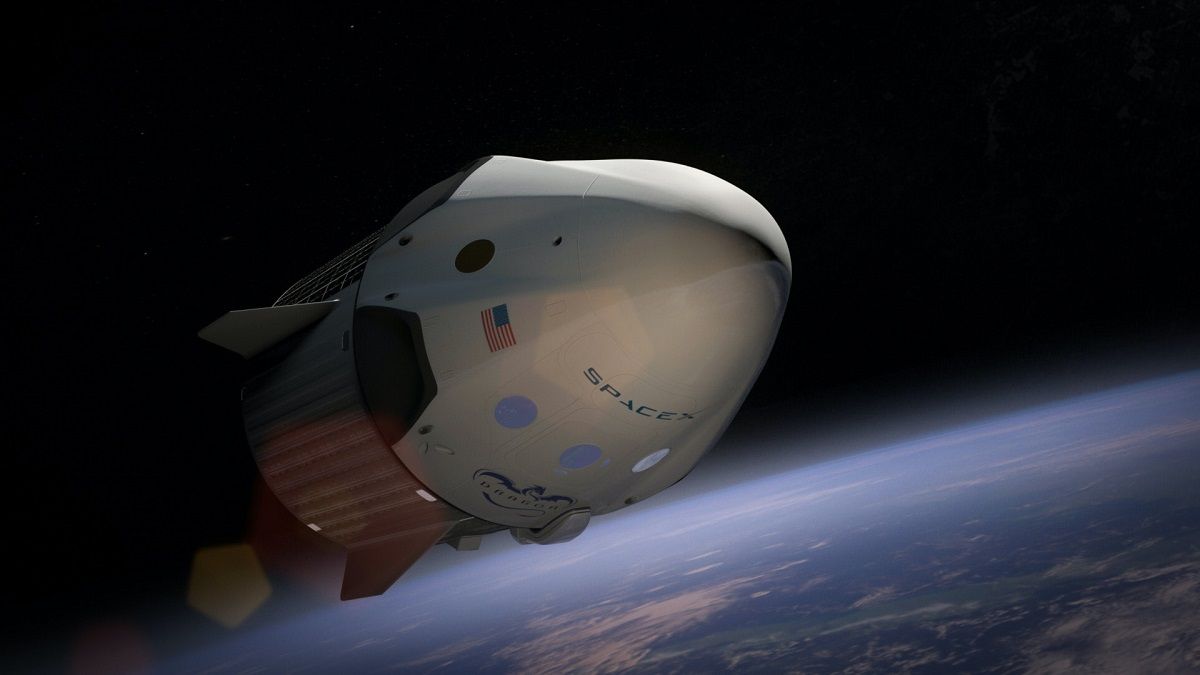 SpaceX capsule flying in space