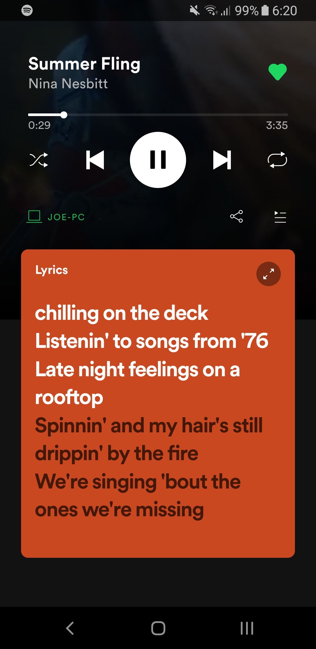 swipe up to show lyrics on spotify mobile