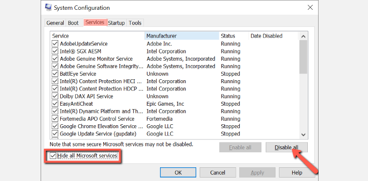 system configuration