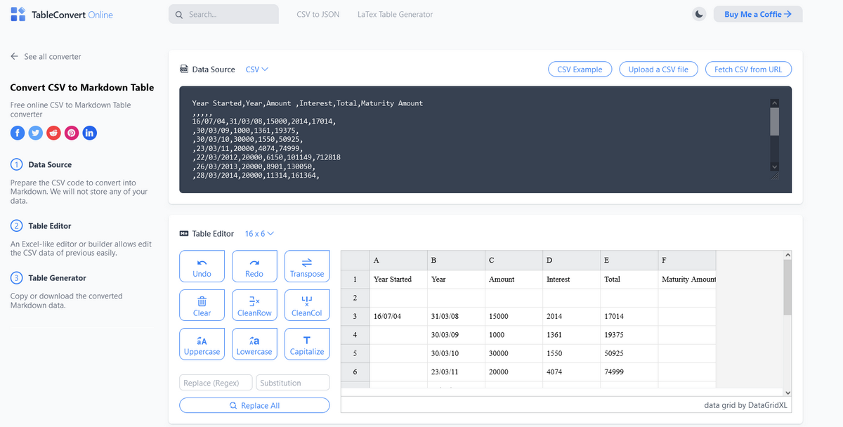 table convert online tool