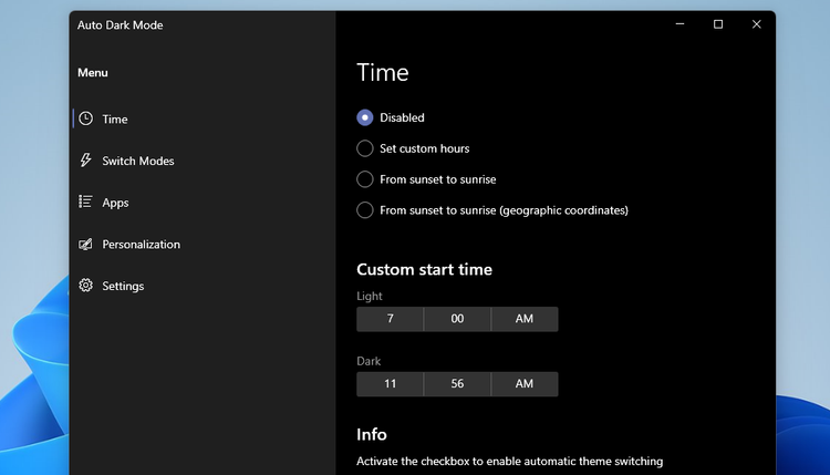 زمانبندی سوییچ به حالت Dark Mode و Light Mode در ویندوز 11 2 time tab.png?q=50&fit=crop&w=750&dpr=1 -