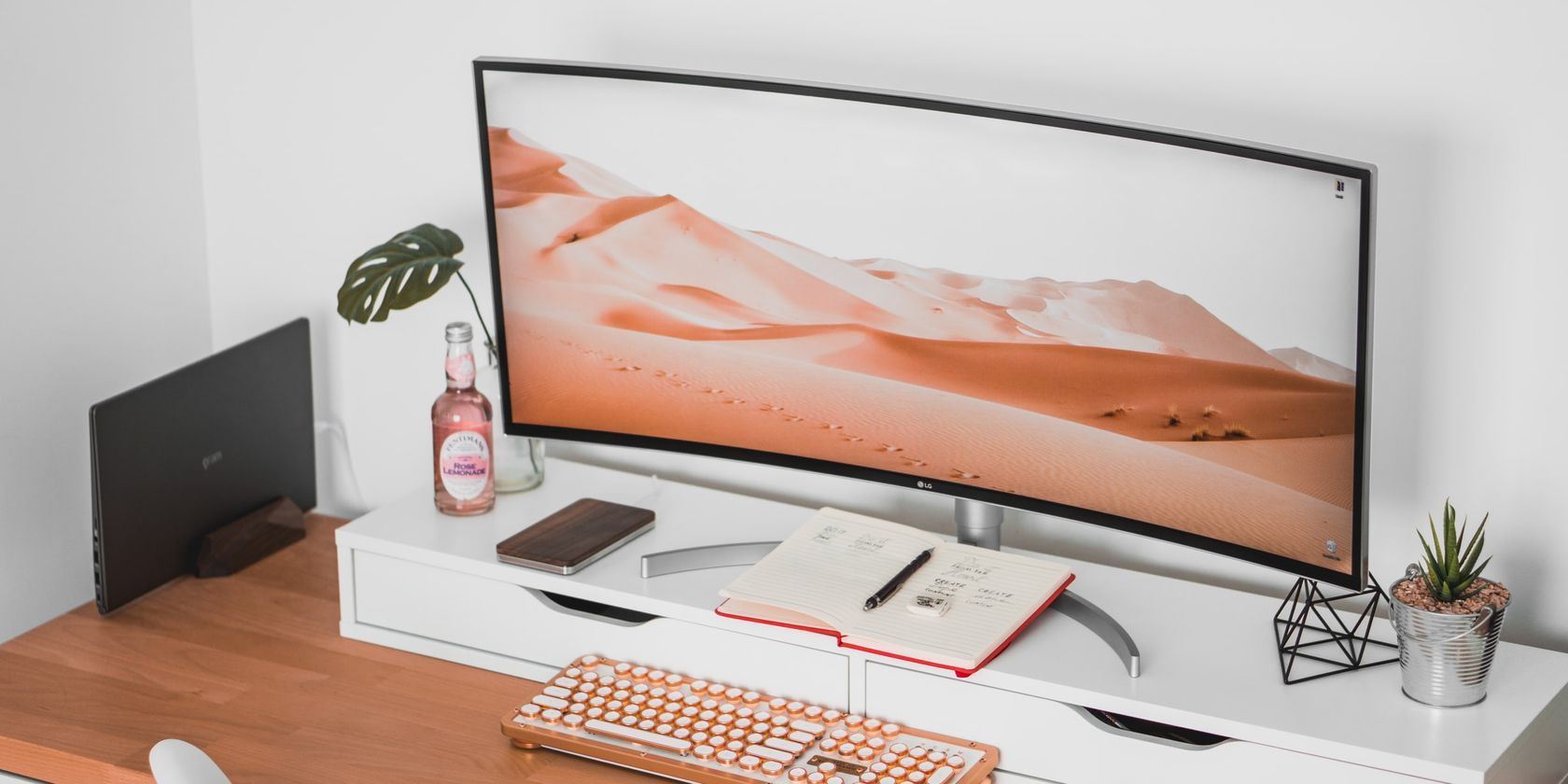 ultrawide monitor on a desk