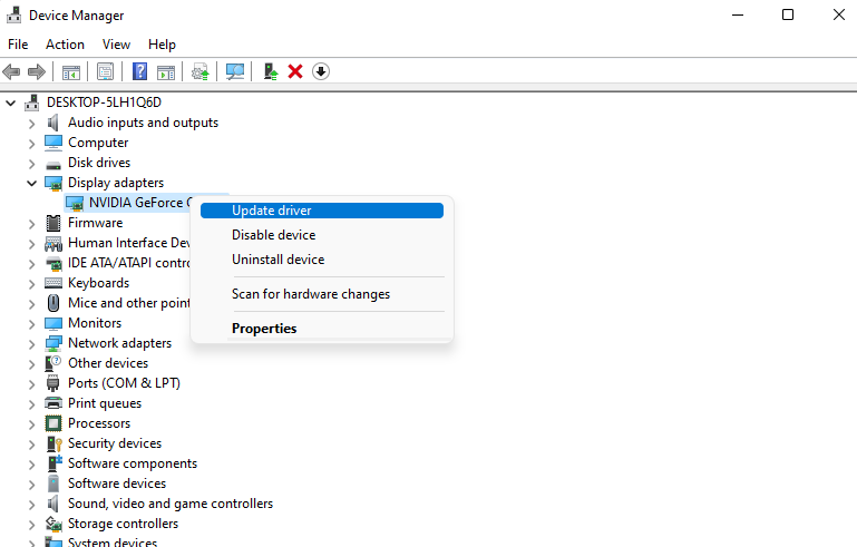 updating driver from device manager