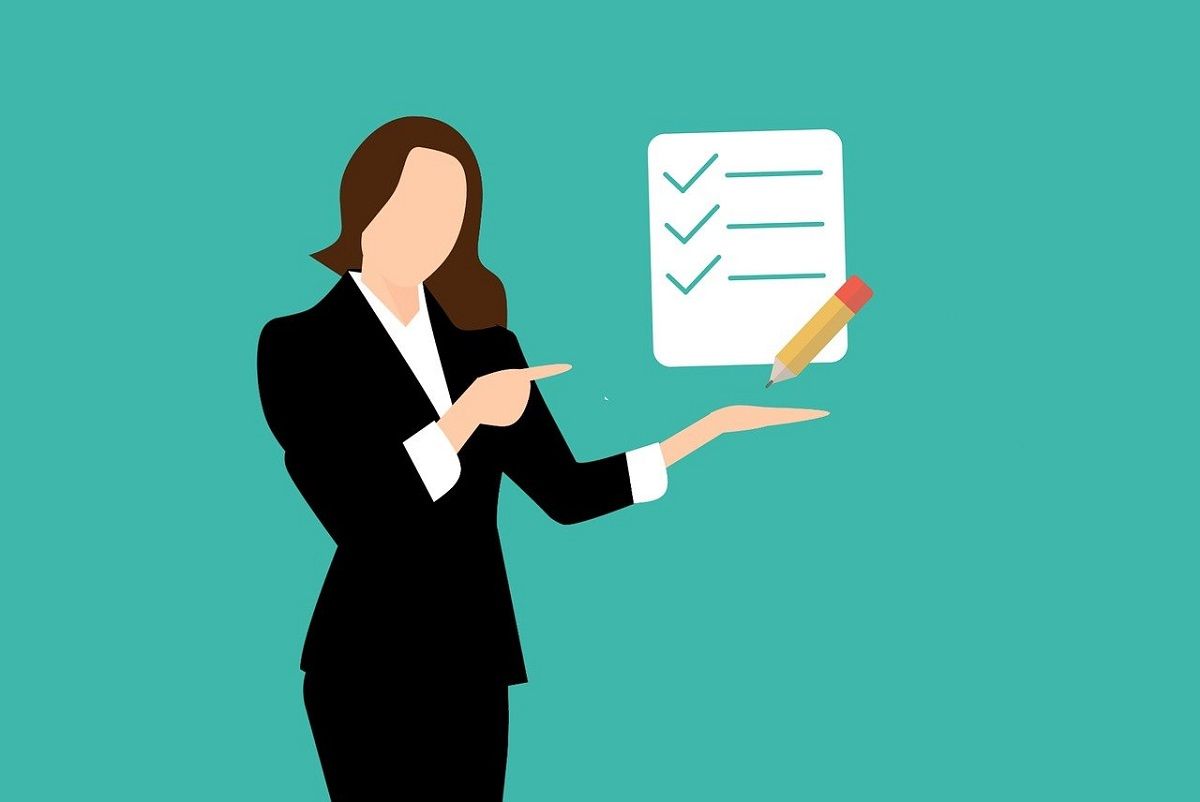 Illustration of Woman Next to Checklist