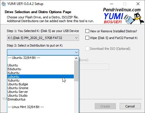 yumi multiboot select distro