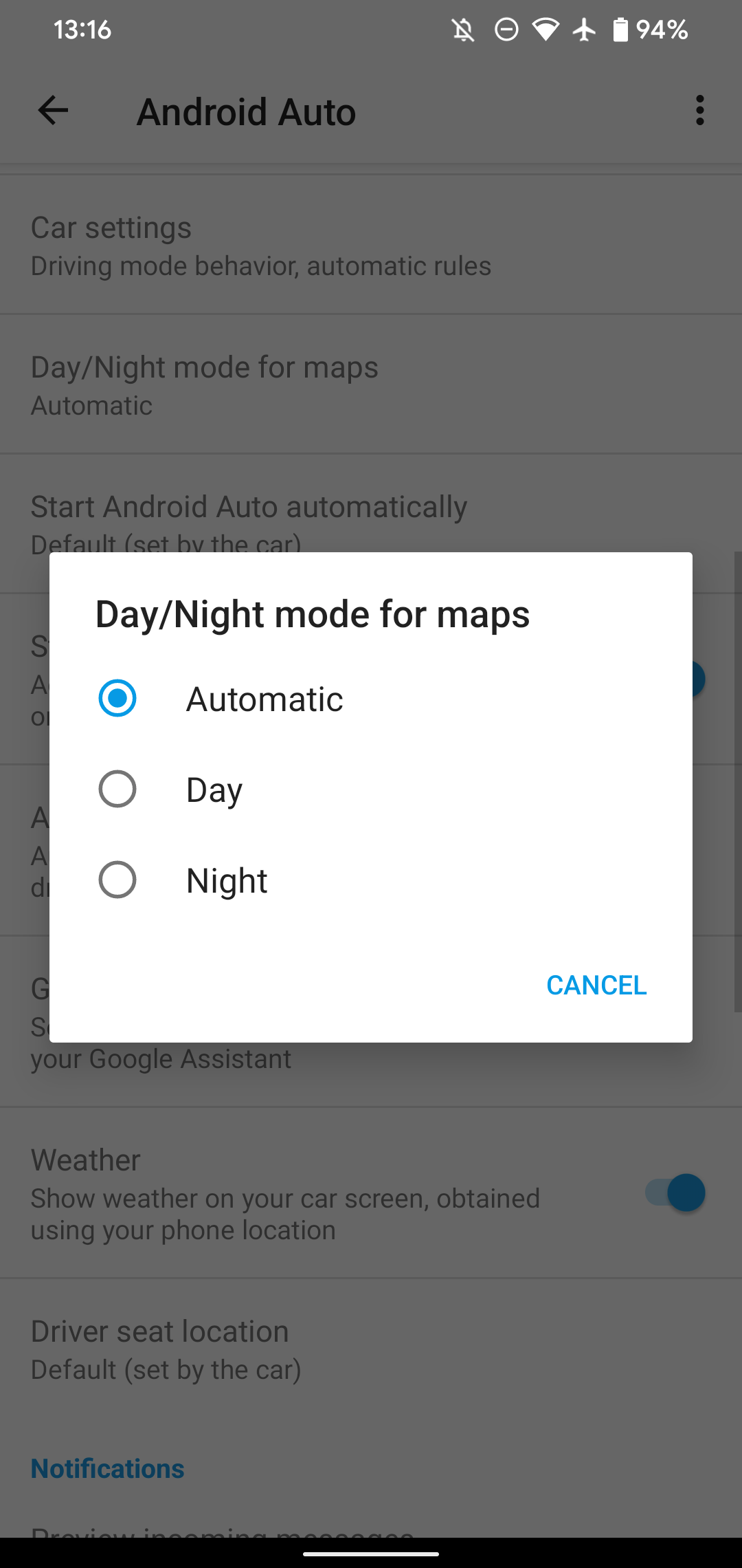 Android Auto Maps Day Night