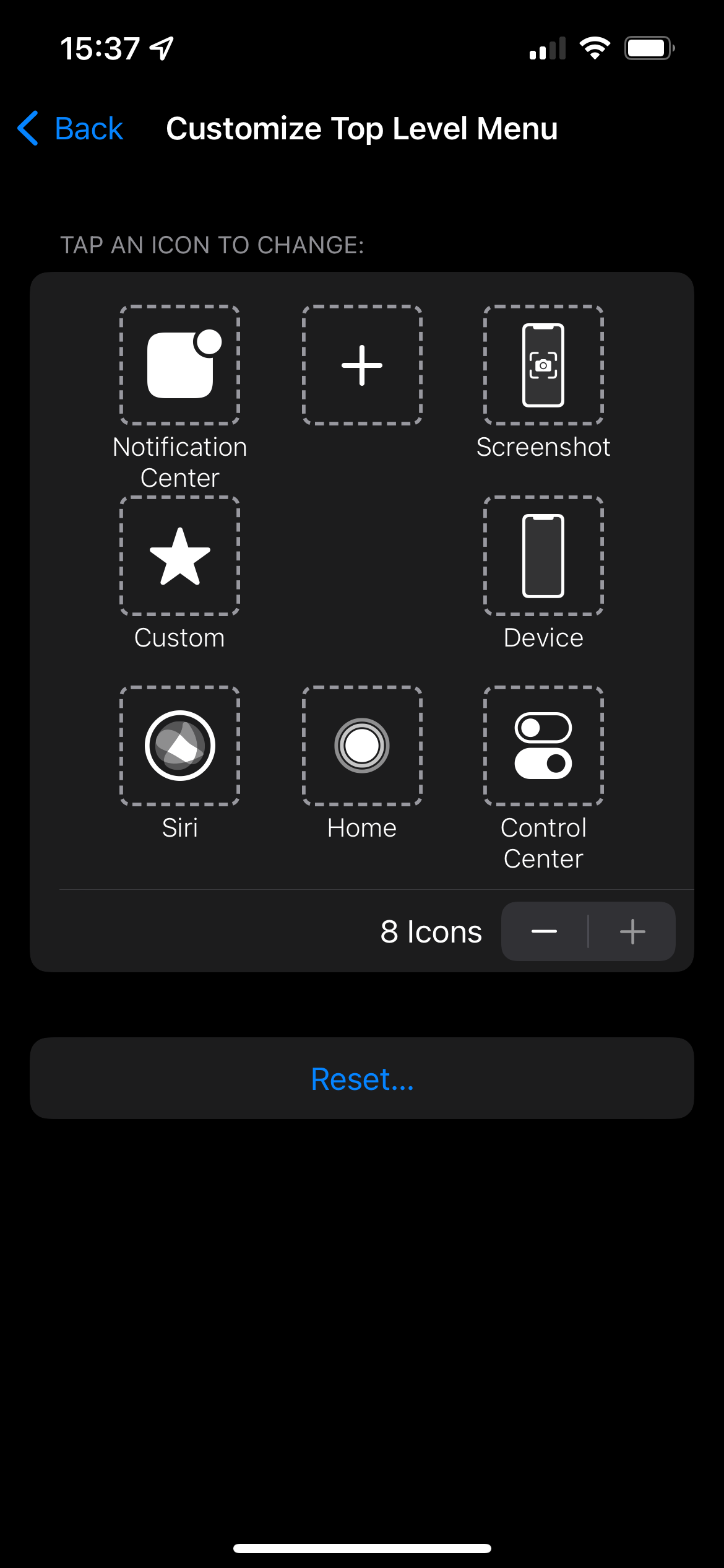 iPhone AssistiveTouch Add Items